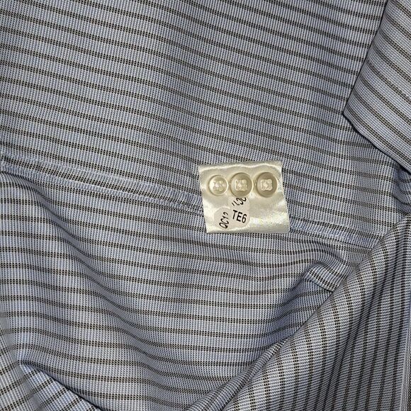 EGARA Shirt Mens XXL 2XL Blue White Striped Button Up Dress Shirt Cotton - Picture 5 of 15